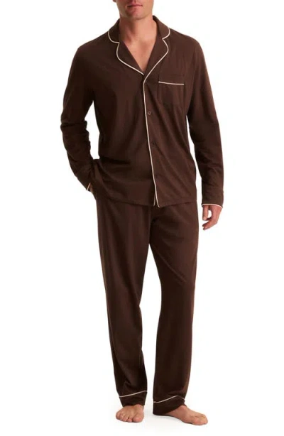 Petite Plume Pima Cotton Pajamas In Brown