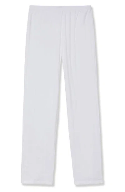 Petite Plume Pima Cotton Pointelle Pajama Pants In White