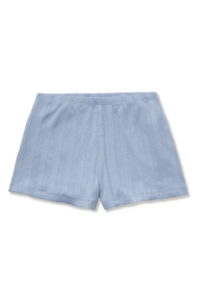 Petite Plume Pima Cotton Pointelle Pajama Shorts In Blue