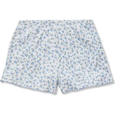 Petite Plume Pima Cotton Pointelle Pajama Shorts In Blue