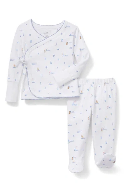 Petite Plume Babies'  Pima Cotton Wrap Top & Footed Pants Set In White