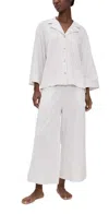 Petite Plume Pima Olivia Pajama Set In Camel Ticking Stripe Camel In White
