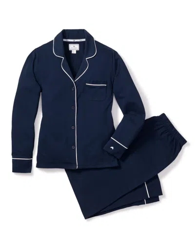 Petite Plume Pima Pajama Set In Navy In  Pima Pajama Set In Navy