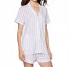 Petite Plume Striped Shorts Pajama Set In White