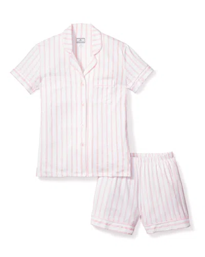 Petite Plume Pima Pajama Short Set In Pink Stripe
