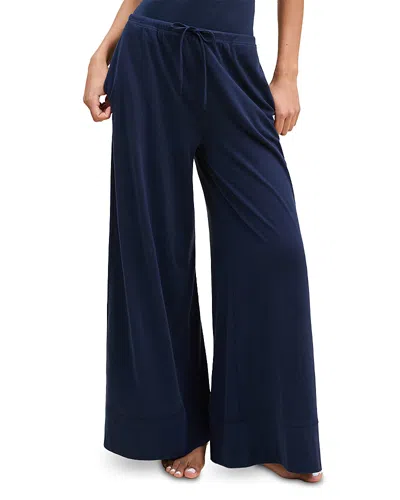 Petite Plume Pima Wide Leg Pajama Pants In Blue