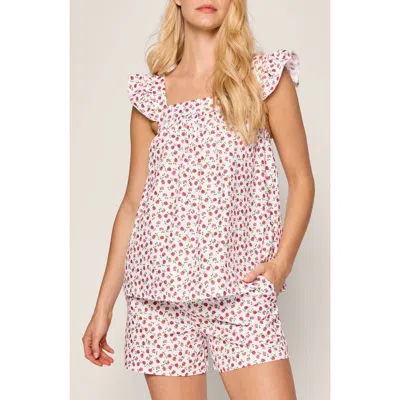 Petite Plume Clara Twill Short Pajama Set In Pink