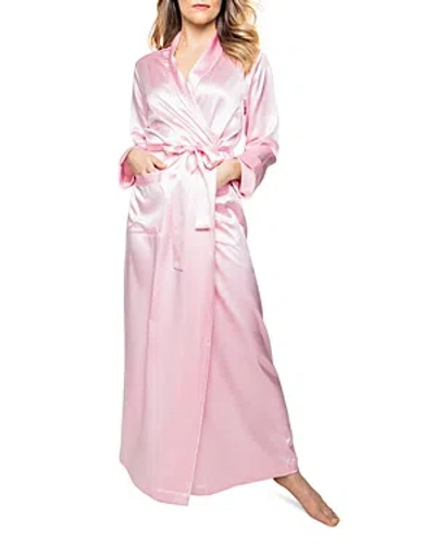 PETITE PLUME PINK SILK LONG ROBE,ASWRP