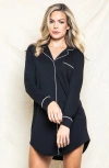 Petite Plume Pink Stripe Cotton Nightshirt In Black