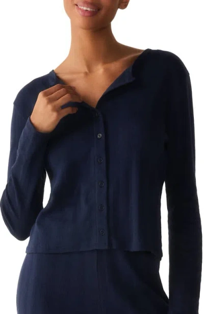 Petite Plume Pointelle Cotton Cardigan In Blue