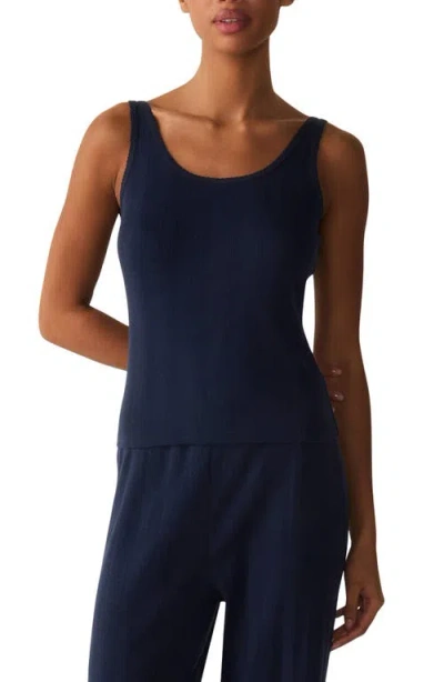 Petite Plume Pointelle Cotton Tank Top In Blue