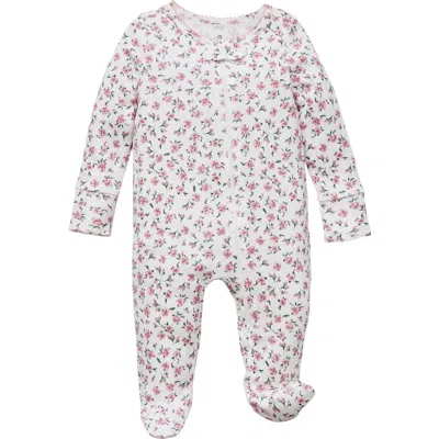 Petite Plume Babies'  Pointelle Pima Cotton Zip Footie In Pink