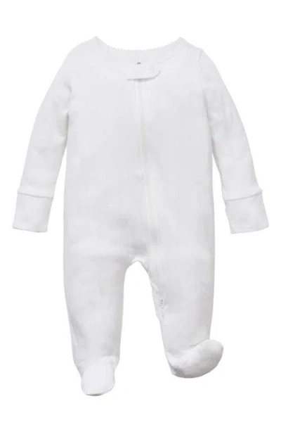 Petite Plume Babies'  Pointelle Pima Cotton Zip Footie In White