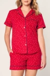 Shop Petite Plume Print Cotton Twill Short Pajamas In Red