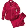 Petite Plume Print Mulberry Silk Pajamas In Red