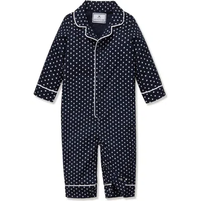 Petite Plume Babies'  Print One-piece Brushed Twill Pajamas In Blue