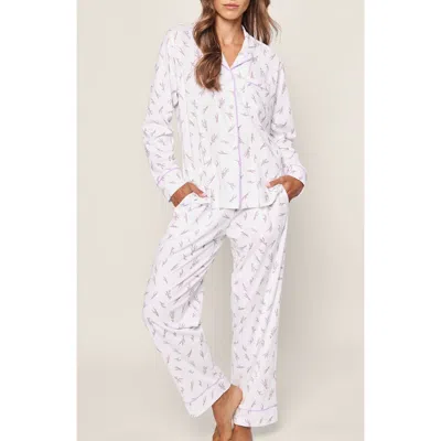 Petite Plume Print Pima Cotton Pajamas In White