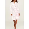 Petite Plume Print Pima Cotton Robe In White