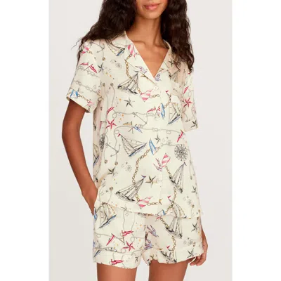 Petite Plume Regatta Royale Mulberry Silk Short Pajamas In Neutral