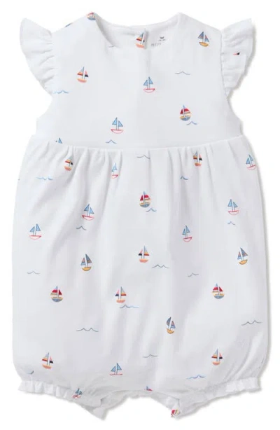 Petite Plume Babies'  Sailboat Print Pima Cotton Romper In White