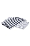 Petite Plume Set Of 2 French Ticking & Gingham Tea Towels In Navy