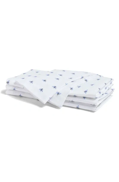 Petite Plume Set Of 4 Buzzing Bees Cotton Napkins In White