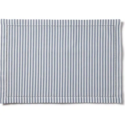 Petite Plume Set Of 4 French Ticking Cotton Placemats In Navy
