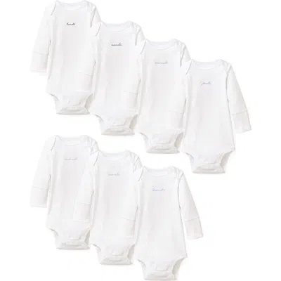 Petite Plume Babies'  Set Of 7 Assorted Pima Cotton Long Sleeve Bodysuits In White