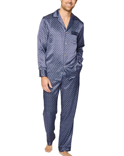 Petite Plume Men's Silk Pajama Set In Blue