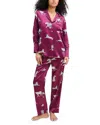 Petite Plume Panthre De Nuit Piped Silk Satin Pajamas In Red