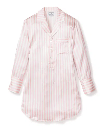Petite Plume Silk Nightshirt In Pink Stripe