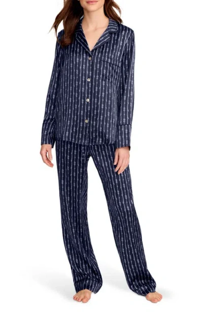 Petite Plume Silk Pajama Set In Blue