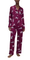 Petite Plume Panthre De Nuit Piped Silk Satin Pajamas In Purple