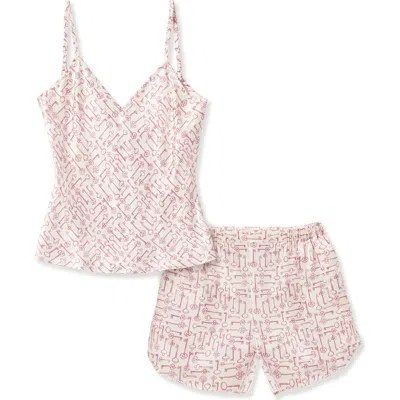 Petite Plume Silk Short Pajamas In Pink