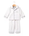 Petite Plume Solid Pajama Set W/ Contrast Piping In White