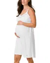 Petite Plume Luxe Star Print Pima Cotton Maternity Nightgown In White