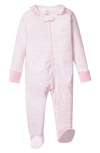 Petite Plume Baby's Striped Ruffle-trim Footie In Pink