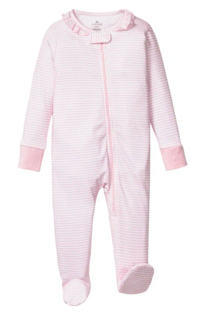 Petite Plume Babies' Stripe Fitted One-piece Cotton Footie Pajamas In Pink Stripes