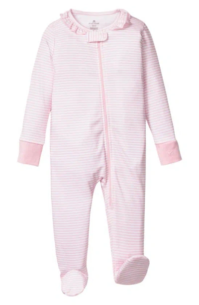 Petite Plume Baby's Striped Ruffle-trim Footie In Pink Stripes