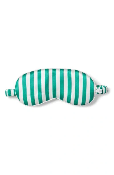 Petite Plume Stripe Mulberry Silk Sleep Mask In Green