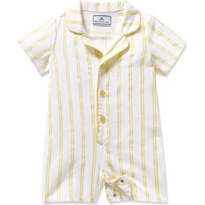 Petite Plume Babies'  Stripe One-piece Short Pajamas In Yellow