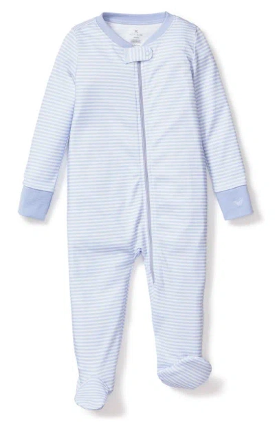 Petite Plume Babies' Stripe Pima Cotton Footie In Blue Stripes