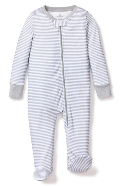 Petite Plume Babies' Stripe Pima Cotton Footie In Grey Stripe