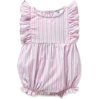 Petite Plume Babies'  Stripe Ruffle Twill Bubble Romper In White