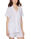 Petite Plume Stripe Pima Cotton Short Pajamas In White