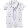 Petite Plume Summer Fitted Twill One-piece Pajamas In White