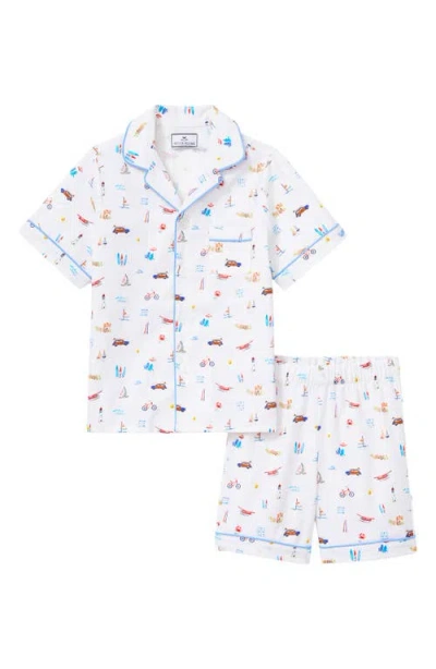 Petite Plume Babies'  Summer Nostalgia Cotton Blend Shorts Pajamas In Blue
