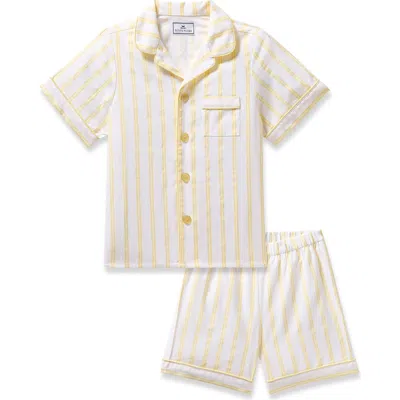 Petite Plume Babies'  Sunny Stripe Two-piece Short Pajamas In Yellow
