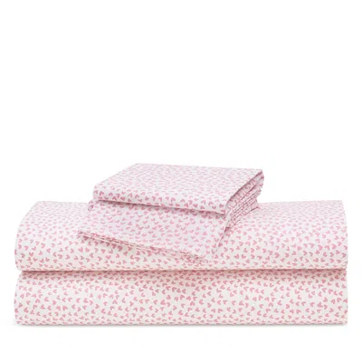 Petite Plume Sweetheart Percale Sheet Set, Twin In Pink