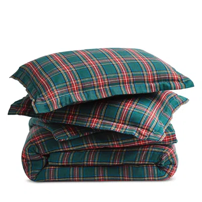 Petite Plume Tartan Flannel Duvet Set, Full/queen In Green